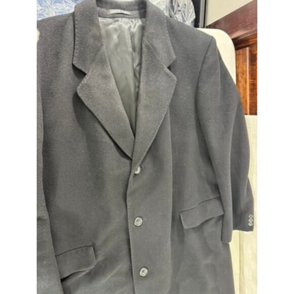 "Wool & Cashmere" Men's Black Trench 48R Goth Grunge Dark Romance QUiet Luxury - Picture 12 of 16